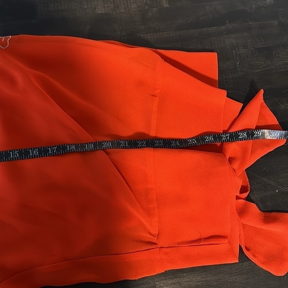 Donna Claire Orange Sheer Embroidered Blouse Side Tie Size 22 - Picture 8 of 8